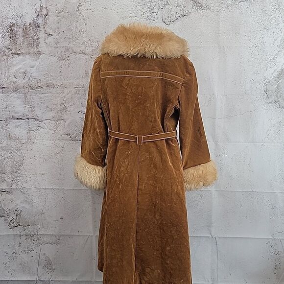 Vintage 70s union made faux leather lions mane coat-caramel brown Women's Size S - Picture 7 of 12